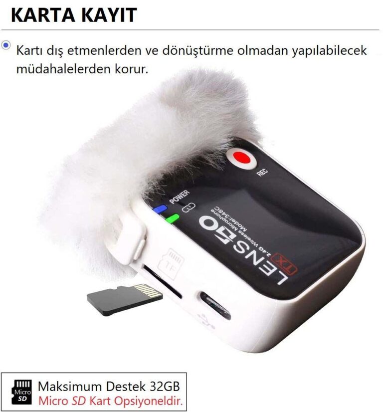 Lensgo 348C Beyaz 1V1 Kablosuz Tekli Mikrofon Seti - Görsel 2