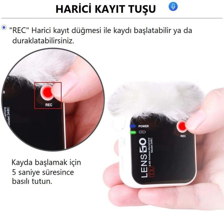 Lensgo 348C Beyaz 1V1 Kablosuz Tekli Mikrofon Seti - Görsel 3
