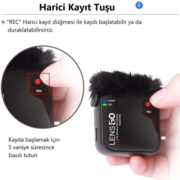 Lensgo 348C Siyah 1V2 Kablosuz İkili Mikrofon Seti - Görsel 3