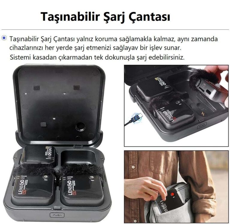 Lensgo 348C Siyah 1V2 Kablosuz İkili Mikrofon Seti - Görsel 5