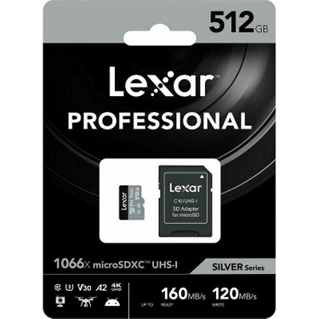 Lexar 512GB Professional 1066x UHS-I microSDXC Hafıza Kartı + SD Adaptör